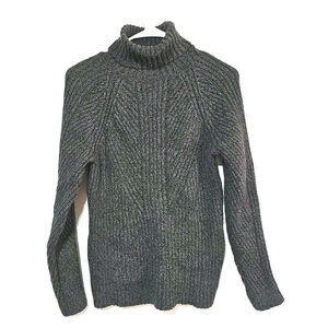 Sundance Sweater Women's Med. Petite Turtleneck Ribbed Knit Pullover Marled Gray